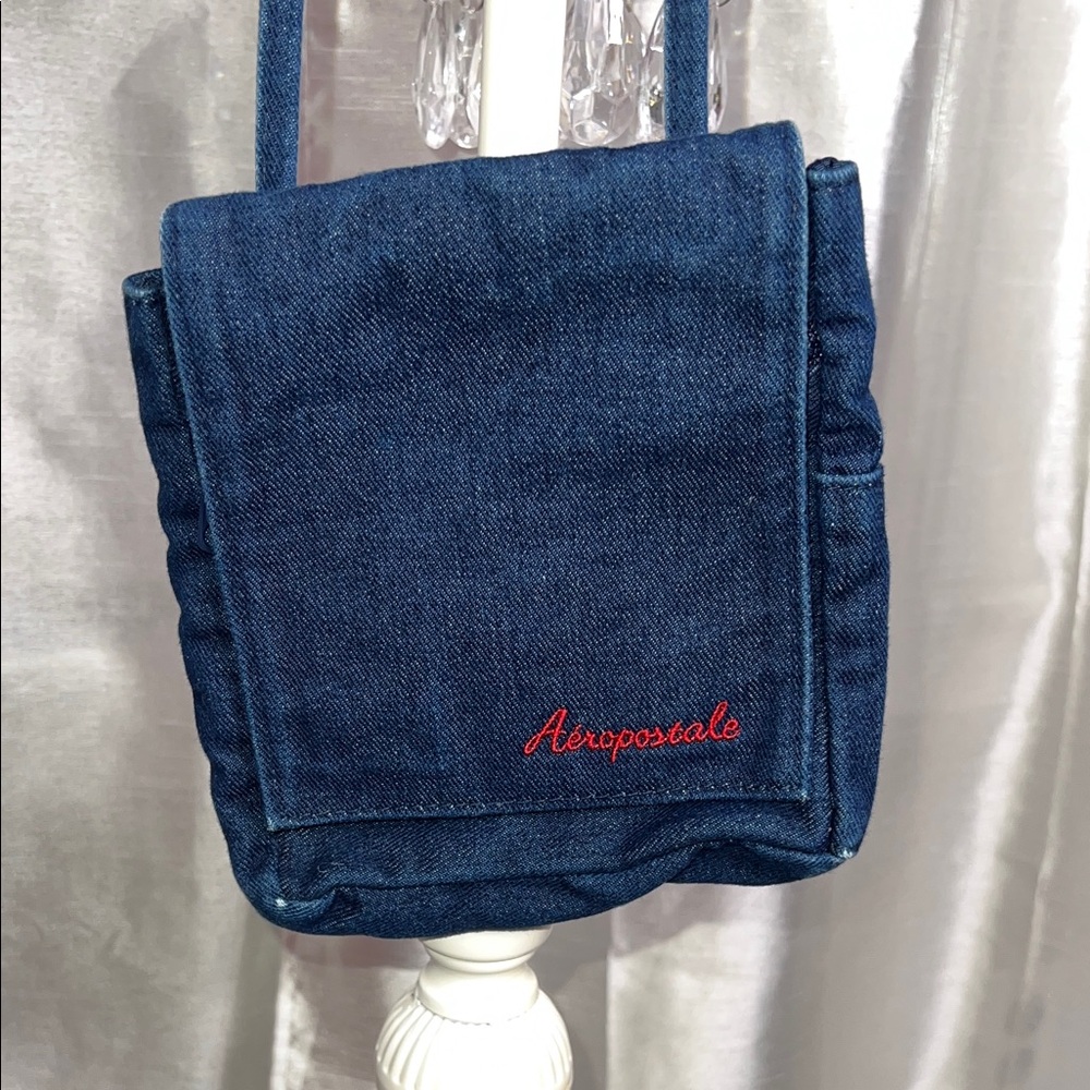 Y2K Aeropostale Blue Denim Crossbody with Red Logo
